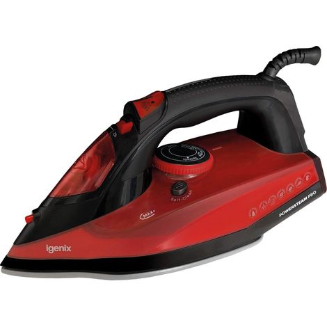 Igenix PowerSteam Steam Iron, 2600W, Red/Black - IG3126