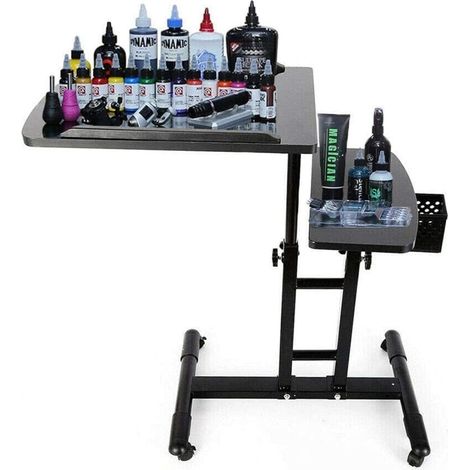 Mesa de tatuaje móvil y regulable, equipo de estudio de tatuaje desmontable y portátil para salones de belleza y tatuaje (1/5)