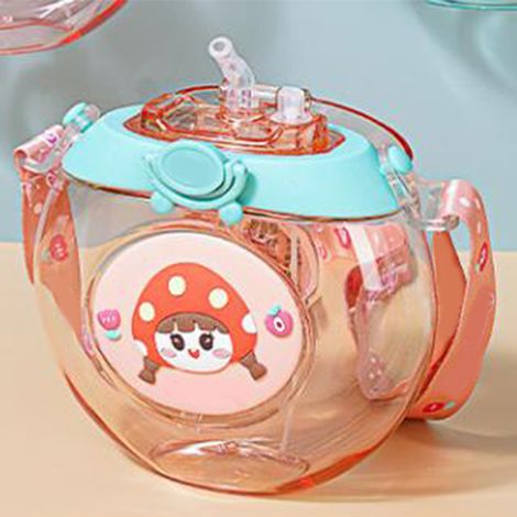 Gourde en forme de donut pour enfants, motif dessin animé mignon, en plastique, portable, avec paille, verte, adaptée aux enfants (1/5)