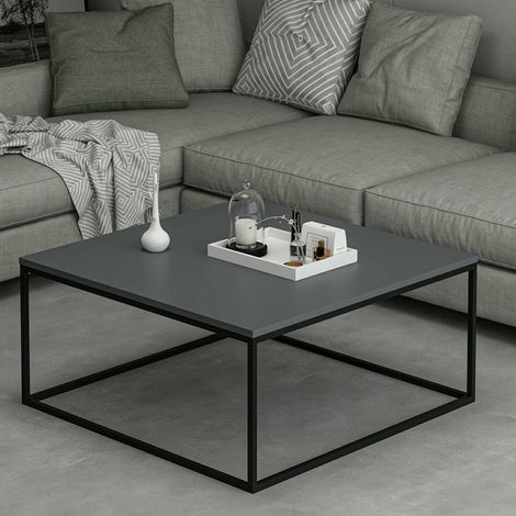 Couchtisch Arcella, ein Fach, rechteckig, Gestellfarbe Schwarz, 90x90x42h cm, Grau (1/5)