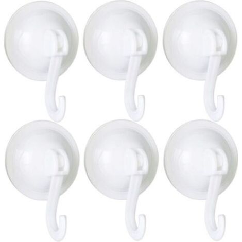 Lot de 6 cintres muraux réutilisables avec crochet à ventouse de 70 mm, imperméables et sans traces, adaptés pour manteaux, écharpes, serviettes, sacs, salle de bain, cuisine, clés de bur