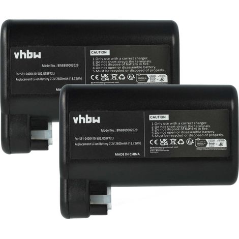 vhbw 2x batteria compatibile con AEG RX9-1-SGM, RX9-1-IBM, RX9-2-4STN, RX9-2-4ANM, RX9, RX8-1-4WN home cleaner (2600mAh, 7,2V, Li-Ion)