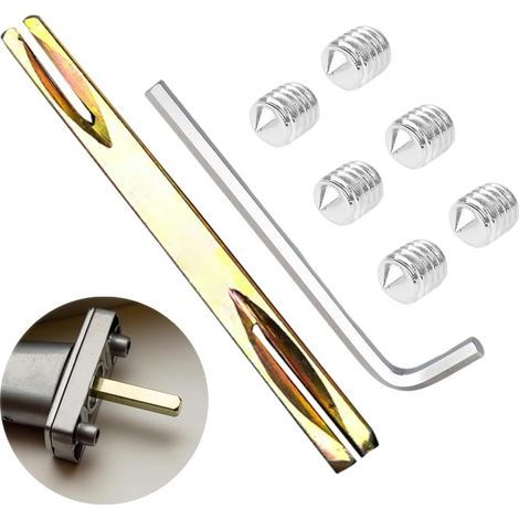 Tige de poignée carrée 8 mm x 100 mm pour poignées de porte, ferrures de porte, avec 6 vis à six pans creux M6 et 1 clé (1/5)