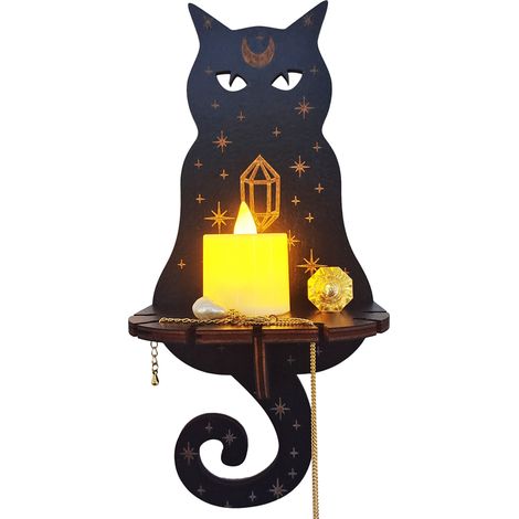 Portacandele a LED a tema animale, in legno nero, vari modelli: gatto, volpe, serpente (1/4)