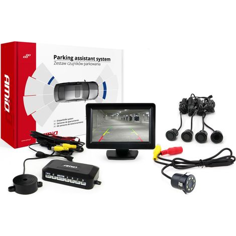 Kit de sensores de estacionamiento TFT01 de 4,3" con cámara HD-308-LED, 4 sensores, negro "dorado" (1/5)