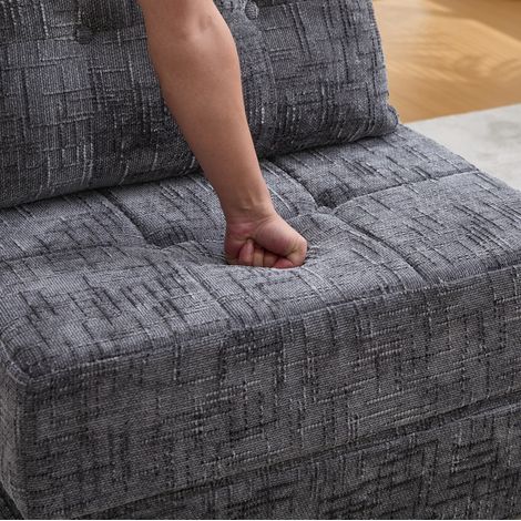 Canapé-lit pliable gris en tissu chenille avec coussins, canapé d'appoint confortable pour salon et chambre (1/5)