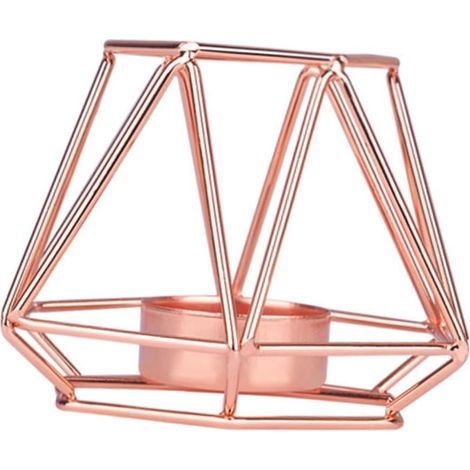 Chandelier Bougeoir Porte-Bougie Lanterne Parfumée pour Décoration de Table Petit Format Or Rose (1/5)