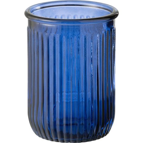 Vase Design en Verre "Stripe" 20cm Bleu