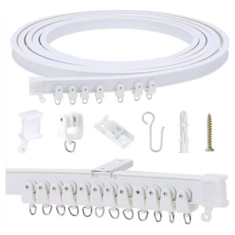 QORVA-2M Rail de rideau flexible et flexible, Rail de rideau incurvé, Système de rails de rideau pour séparateur de pièce, rideau de douche, chambre à coucher, balcon, hôpital