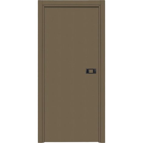 Bloc-porte pose fin de chantier collection PREMIUM Miro avec poignée Exclusive noire H.204 x l.83 cm aspect cuir lichen réversible