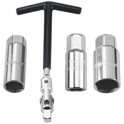 ALLIANDISJeu de 4 clés à bougie d'allumage 16/18/21 mm, clé à bougie universelle pour voiture et moto, extracteur de bougies d'allumage, jeu de clés à bougie d'allumage (1/4)
