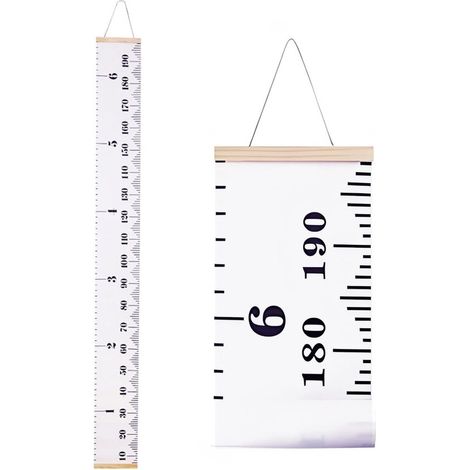 Toise murale blanche pour enfants – Décoration et mesure de croissance – Règle en toile – Amovible (1/5)