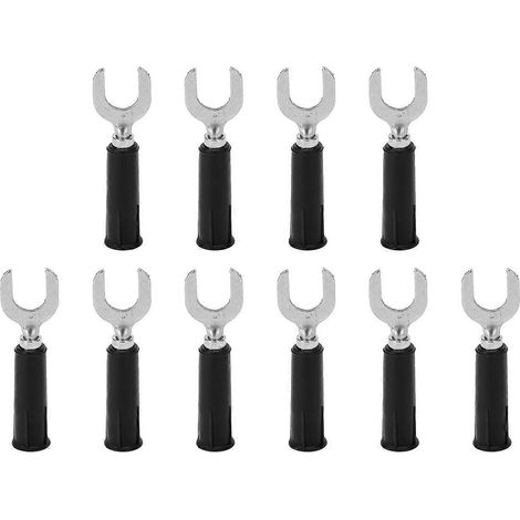 10 Stück Gabel-Bananenstecker-Drahtverbinder, Messing, PVC-Optik, 4 mm/0,2 Zoll Bohrung, 8 mm/0,3 Zoll U-Form