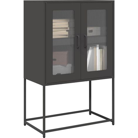 Highboard Schwarz 68x39x107 cm Stahl