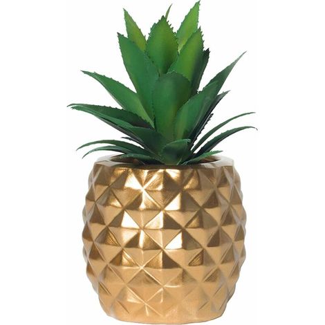 Artificial Succulent Potted Pineapple Decor - Faux Pineapple Home Kitchen Table Decoration (1/5)