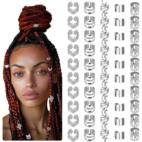 Gioielli per capelli Dreadlocks 50 pezzi Perline metalliche regolabili per accessori Dreadlock da festival (1/5)