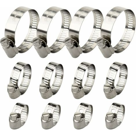 DEESSE SHOP - 12 pièces collier de serrage réglable en acier inoxydable colliers de serrage réglables (10-16mm 16-25mm 21-44mm) (1/5)
