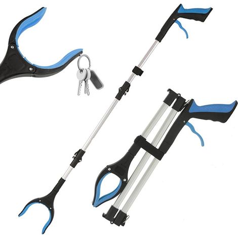 Pince Ramasse Objet 110cm, Outil de Ramassage Pliable aves Mâchoire Antidérapante Rotative à 360°, Pince Telescopique avec Crochet Magnétique, pour Personnes Âgées, Mobilité Réduite (1/5)
