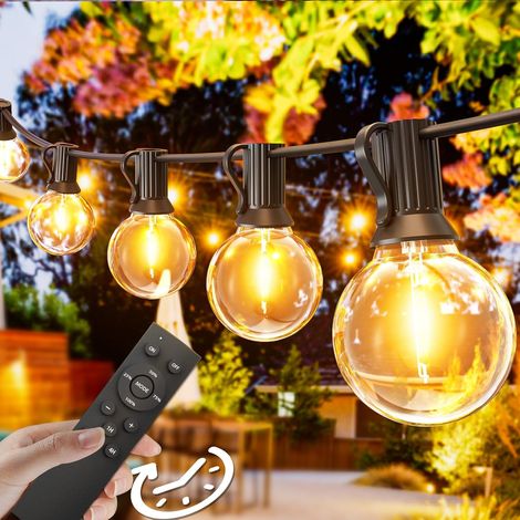Guirlande Lumineuse Exterieure, 30M G40 Guirlande Guinguette Extérieur avec 50 Plastique LED Ampoules Etanche IP45, Blanc Chaud Chaîne Lumiere Exterieur pour Jardin Patio Fête Mariage Noël (1/5)