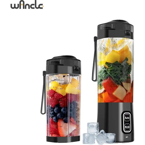 (Noir) Mixeur/extracteur de jus électrique portable 700 ml, rechargeable par USB (1/5)