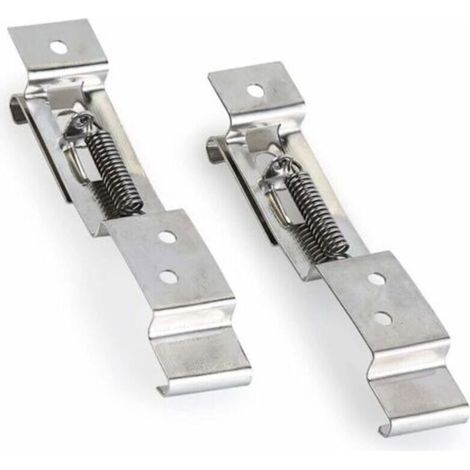 1 Pair of stainless steel trailer license plate retaining clips, spring-loaded, silver, durable and professional