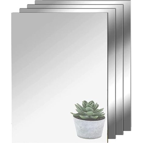 4 Pièces Miroirs Muraux Adhesif pour Salon Decoratif A4 Miroir Mural Decoratif Acrylique Miroir Autocollant pour Salle de Bain, Chambre, Porte, etc(29 x 21 cm) (1/5)