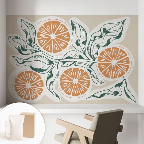 Papier peint intissé décoratif pour salon chambre et cuisine Facile à poser avec colle Motifs fruités 104x70 cm (1/5)