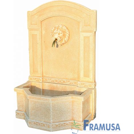 FUENTE DE PIEDRA ARTIFICIAL MURAL DE PARED ARCADIA LION OCRE CON BOMBA PARA JARDIN