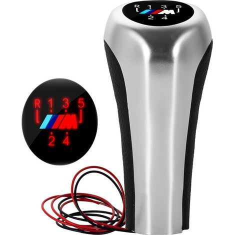 Convient aux BMW série 1356 à transmission manuelle, pommeau de levier de vitesses à LED rouge, pommeau de levier de vitesses argenté avec boîte M 6 vitesses, un paquet. (1/4)