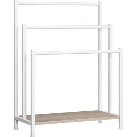 Freistehender Handtuchständer mit 3 Stangen, platzsparend, industrielles Design, Weiß & Grau (1/5)