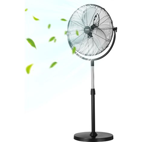 VEVOR Ventilateur sur pied industriel, 425 mm, ventilateur de sol, hauteur reglable de 1150 a 1470 mm, 3 vitesses reglables, debit deair 4200 CFM, pour chambre a coucher, salon, maison, bureau, noir