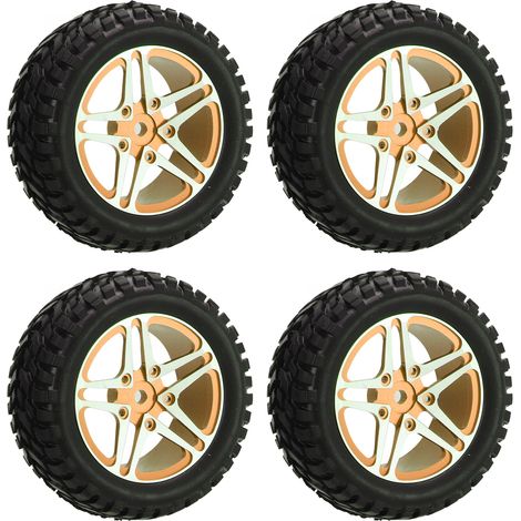RC 1/10 Aluminiumlegierungs-Rad-Reifen-5-Speichen-Naben-Gummi-Ersatzsatz Gold (1/5)