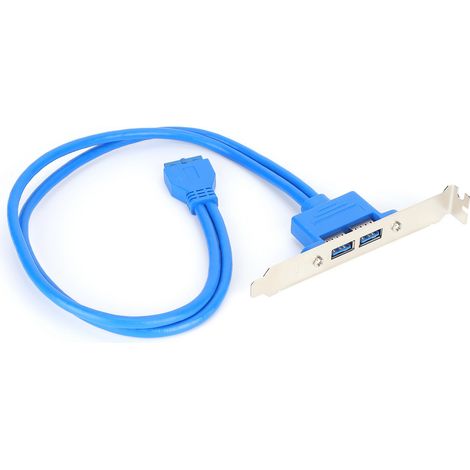 Doppeltes USB-3.0-Verlängerungskabel (weiblich), 19-poliger Anschluss für die Rückseite des Motherboards, blau