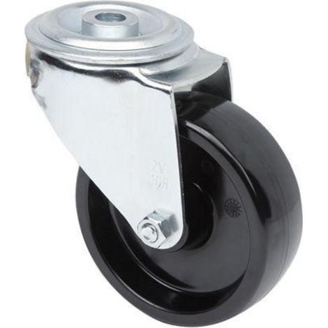 rueda giratora agujero m12 20zvl100-tt resina negra eje liso (1/2)