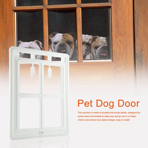 Porte de sécurité magnétique en plastique pour animaux de compagnie (chiot, chaton, chat) avec volet pour fenêtre moustiquaire (blanc, XL) (1/5)