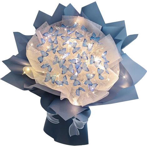 Bouquet De Papillons - Kit De Décoration Florale Avec Papillons Artificiels Et Guirlande Lumineuse - 33 Pièces - À Monter Soi-Même (1/5)