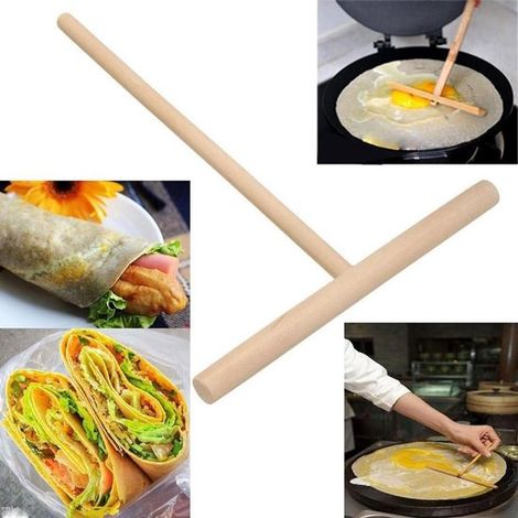 Spatule à crêpes - Bâtonnet pour pâte à pancakes - Usage maison - Matériau : Bois naturel - 12 x 15,5 cm