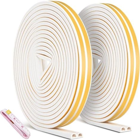 2er-Packung 20 m Dichtungsstreifen, selbstklebender Antikollisionsstreifen für Türen und Fenster zur Witterungsbeständigkeit/Schalldämmung – 9 mm × 6 mm (1/5)