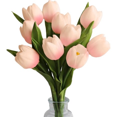 Tulipe Artificielle - 35 cm - Tête 3,8 cm - Tige en Plastique - Polyuréthane Souple - Décoration Intérieure Extérieure - Lot de 10 (1/5)
