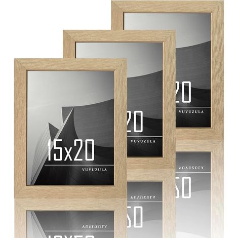 Cadres photo 15x20 cm Bois Cadres photo 6x8 pouces Cadres en bois MDF Cadres 15x20 cm Naturel Lot de 3 (1/5)
