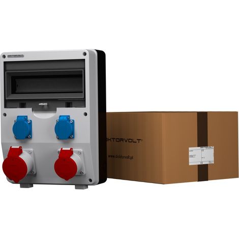 Tableau électrique de chantier ECO 32 A, 16 A, 2 x 230 V, Schuko, Doktorvolt DV-2602-D (1/5)