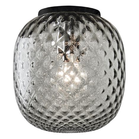 Plafonnier Oban Noir en Verre Soufflé Bouche Effet Ballon Fumé - Plafonnier E27 75W - Groupe Rossini (1/5)