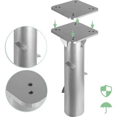 SWANEW Supporto per ombrellone Ancoraggio a terra Supporto universale per ombrellone 40 cm Metallo argento (1/4)