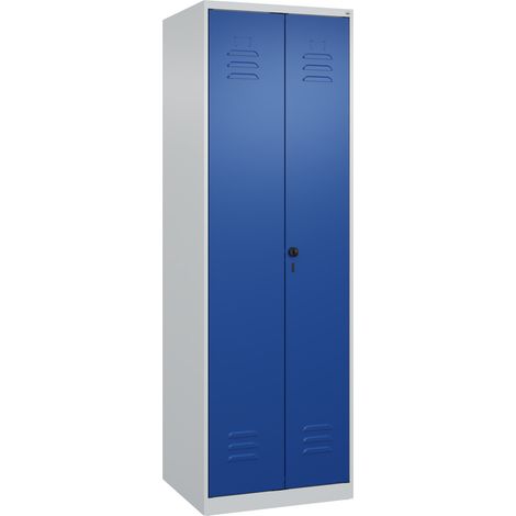 C+P Putzmittel-Spind Classic PLUS, 2 Abteile, 1850x600x500mm, 7035/5010 Verschluss Sicherheits-Drehriegel