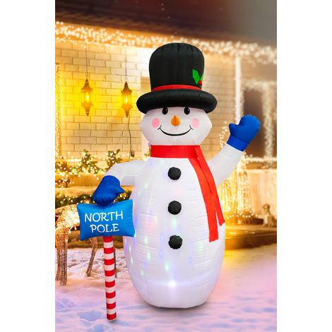 Pre Lit Mains Powered Auto Inflatable North Pole Snowman with 4 Multi LED Lights 2.4M (1/5)