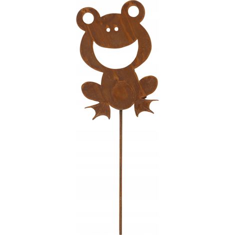 Grenouille décorative de jardin en étain industriel Corten rouille Grenouille sur une branche (1/5)
