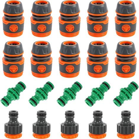 20 Pièces Raccord Tuyau Arrosage 1/2 Pouce, Embout Tuyau Arrosage 1/2 Pouce, Connecteur Rapide Universel en Plastique ABS+TPR pour Jardin Pelouse et Lavage de Voiture (1/5)