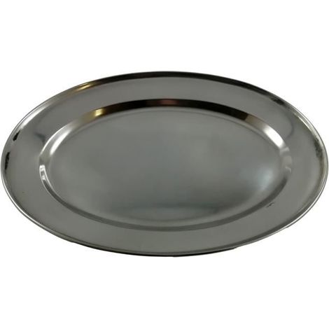 Plateau de Service - Métal Argenté - Ovale - 25 cm - Dimensions 26x18x2 cm - Restaurant
