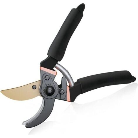 Sécateur professionnel en acier forgé. Sécateur de haute qualité avec poignées en mousse et protections de sécurité.
