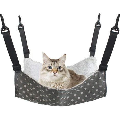 Tapis suspendu pour chats JeiibrZui - Différentes tailles - Lit suspendu confortable en 1 pièce - Peau d'agneau douce pour chats, lapins et petits animaux - Fixation sécurisée pour meubles de cage (1/5)